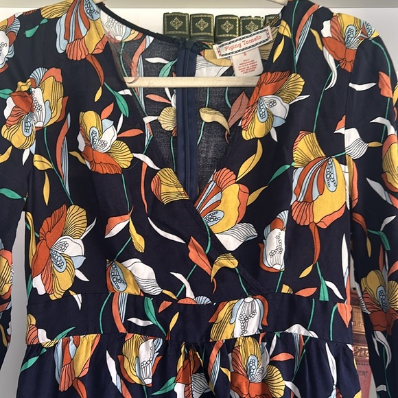 Flying Tomato Blue Floral Long Sleeve Hi / Low Dress Sz small - Picture 4 of 8